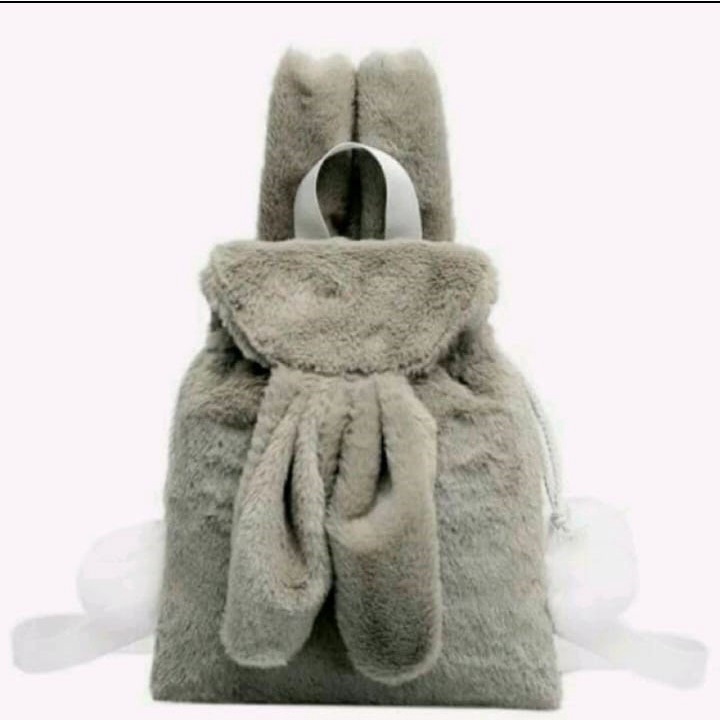 Tas Ransel Perempuan /Tas Ransel Bulu Lembut/Tas ABG //Ransel Anak Lucu Boneka Pompom Rabbit-Tas Ransel Wanita ini