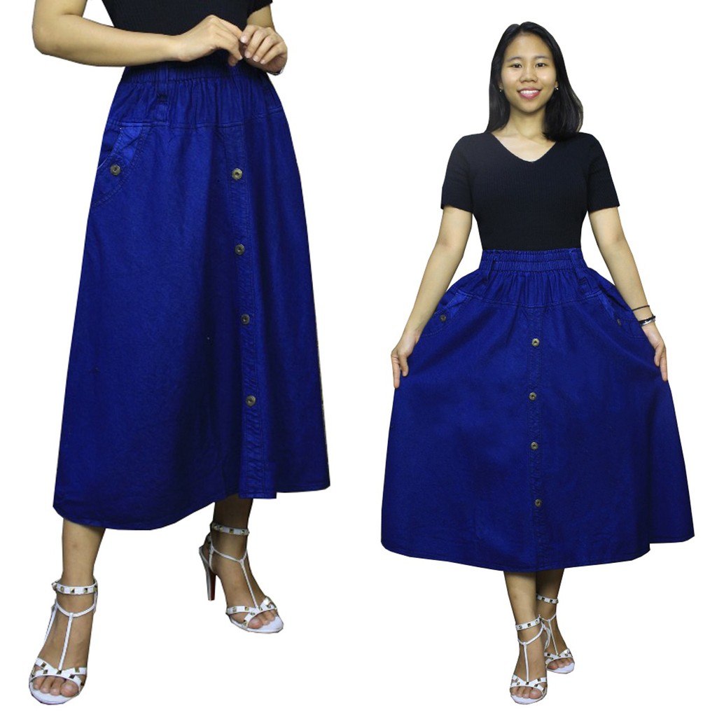 SB Collection Rok Payung Ulan Midi Jeans Jumbo Wanita