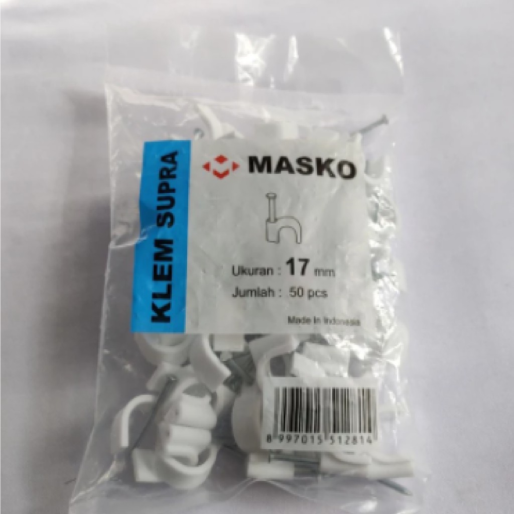 KLEM KABEL PAKU BETON NO 17 MM ( 50 PCS ) MASKO / CABLE CLIP LISTRIK