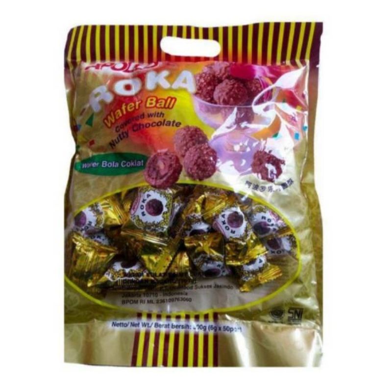 

Apollo roka wafer ball 50s choc covered with nutty choco 300gr 6gx50pcs