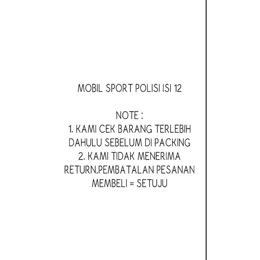 MOBIL SPORT POLISI MINI ISI 12 / MAINAN MOBIL POLISI