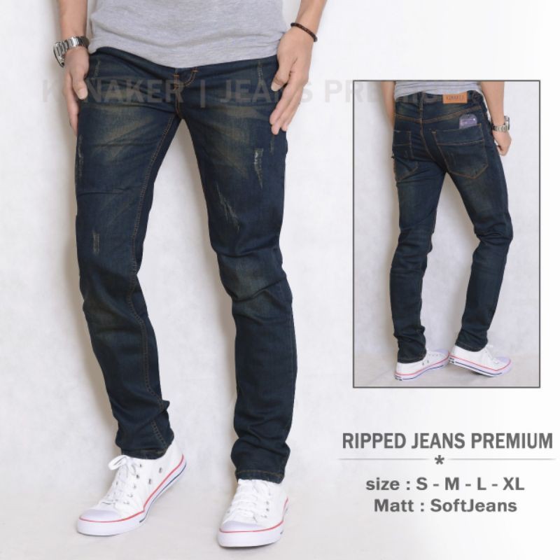 CELANA JEANS PRIA MODEL SKINY WARNA NAVY RETRO DAN BIO BLIT BERKUALITAS PREMIUM