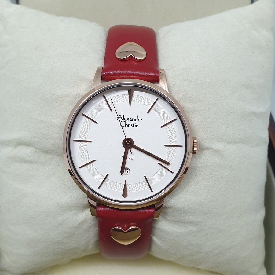 Alexandre Christie Ac2774 Rosegold Red, Jam Tangan Wanita,Original