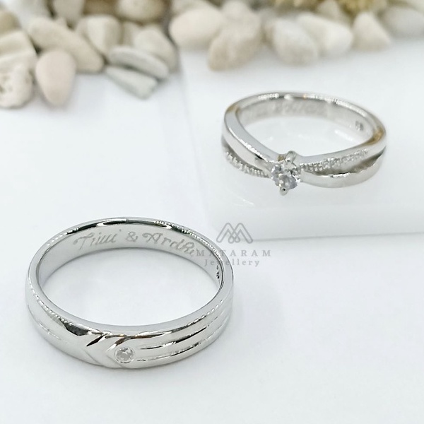 Cincin Perak 925 Sepasang / Cincin Silver 925 Couple MT029 - Free Ukir Nama - Bisa Request Model Cin