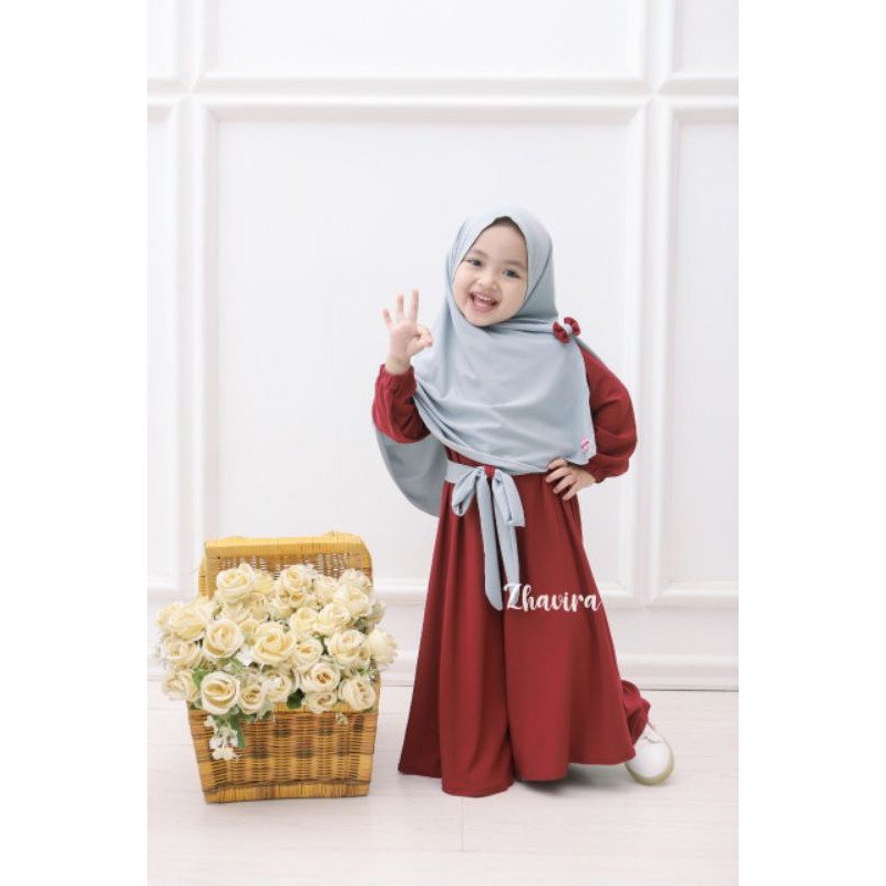 Jumpsuit by Zhavira - Burgundy Silver - Jumpsuit Bayi Balita Anak Perempuan