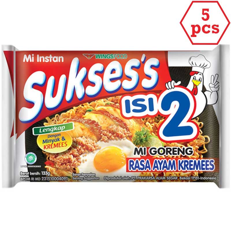 

Sukses's Isi 2 Mie Instant Goreng Ayam Kremees 133g 5pcs