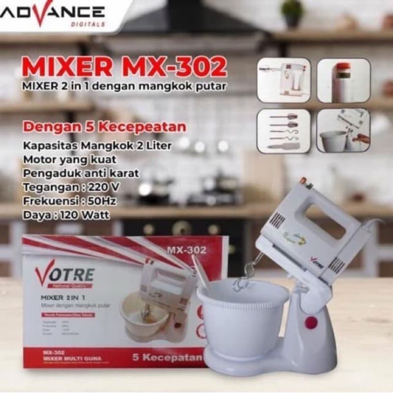 PROMO TERMURAH stand mixer votre mx302 mixer votre mx 302 mixer com pengaduk kue FREE BUBBLE WRAP pengocok telur mixer murah