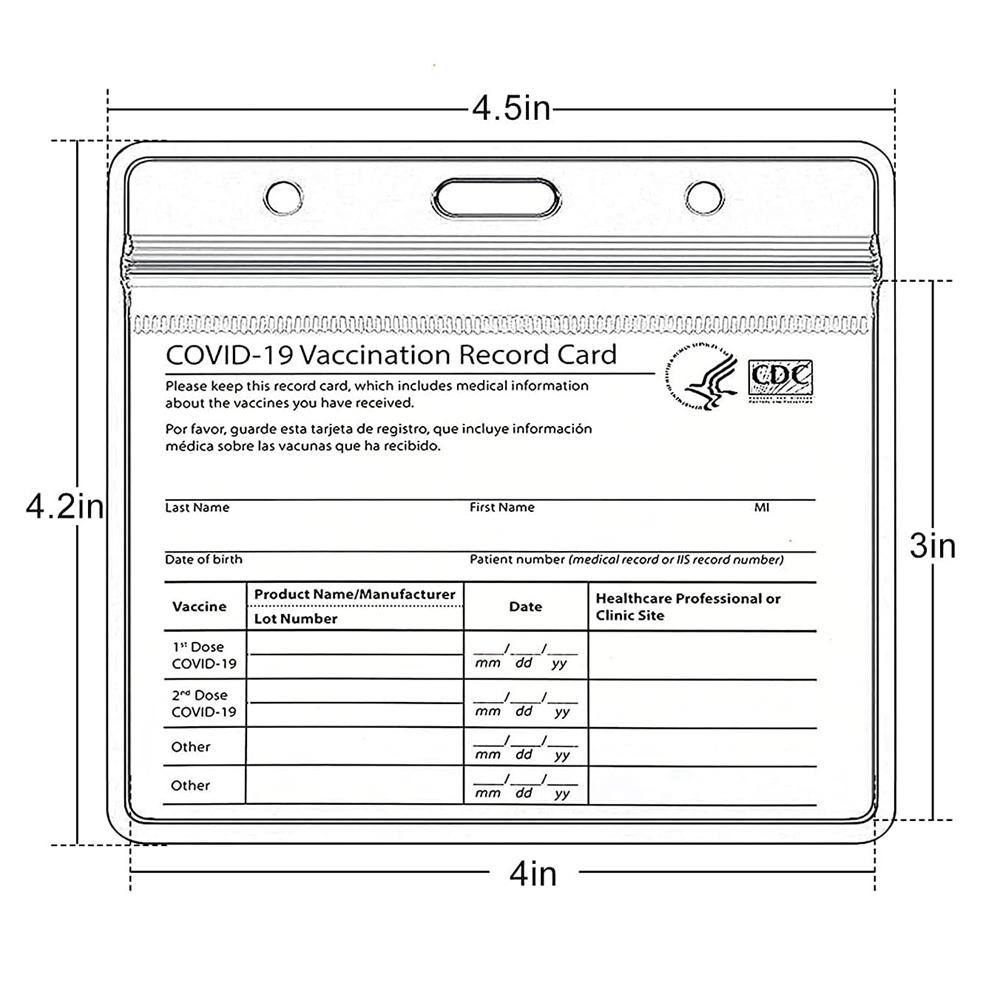[Elegan] Pelindung Kartu Vaksin 4x3 Dalam Organisasi Yang Jernih CDC Vaksinasi ID Card Organizer Imunisasi Rekam Badge Holder