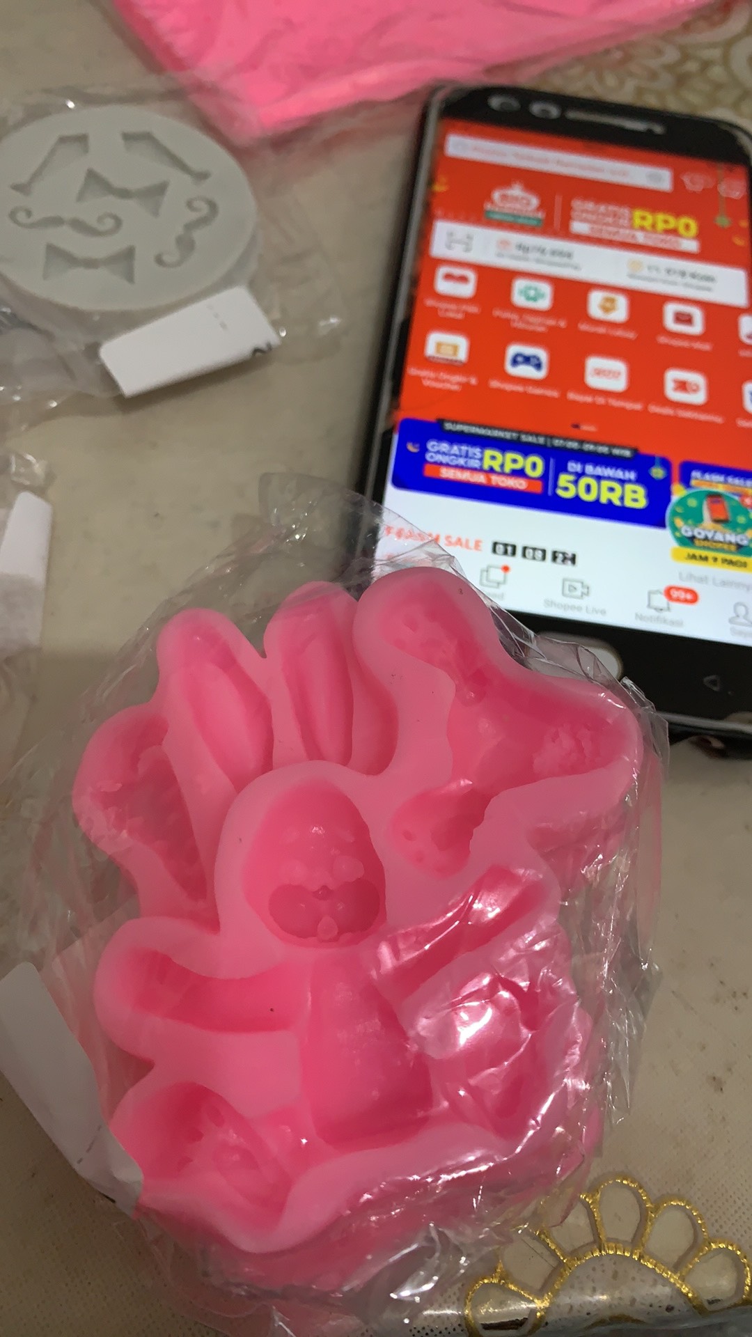 Cetakan Fondant Cupcake Bentuk Kelinci Paskah 3d Bahan Silikon Untuk Dapur