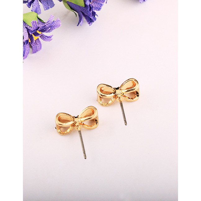 LRC Anting Tusuk Fashion Blue Bow Earrings D60512