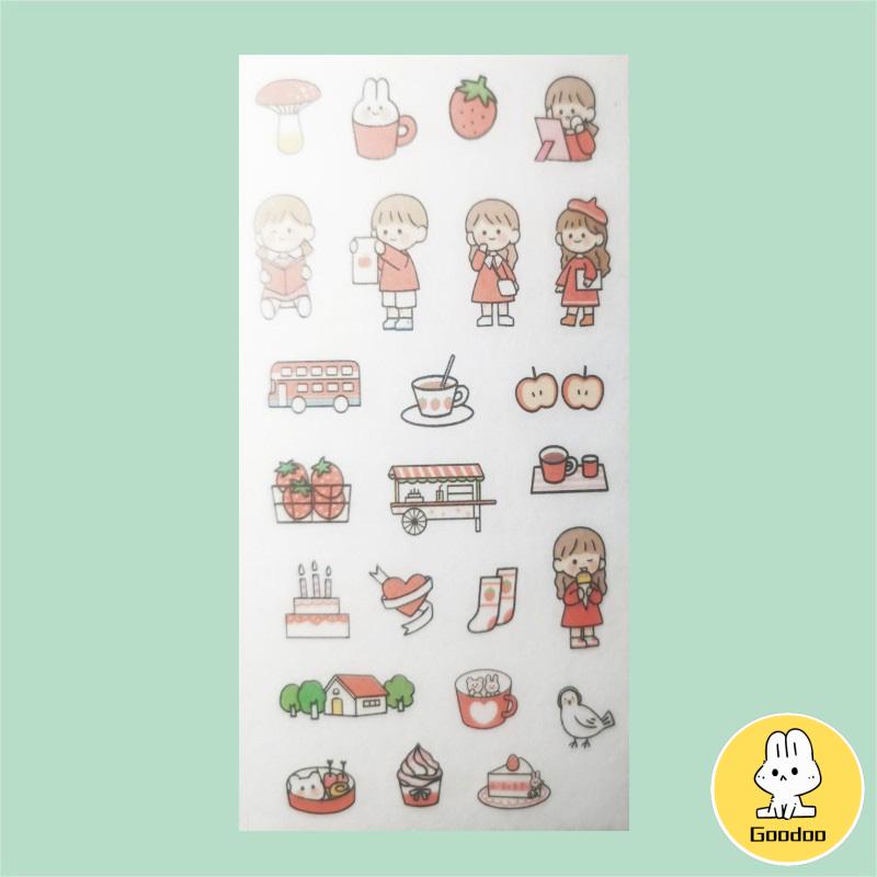 [Ready Stock❤️COD]Stiker Motif Kartun Korea Lucu Anti Air Dekorasi Handbook Scrapbook DIY -Doo