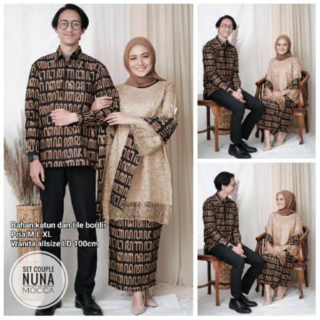 TASYANANU_BATIK COUPLE SET NUNA MOCCA / BAHAN SEMI PERANCIS MOCCA/ AKSARA MOCCA