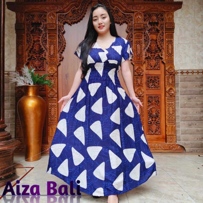Dress Mozza Panjang Motif Makaira Javanese Style Rayon Super Premium Daster Lengan Pendek Bali Terba