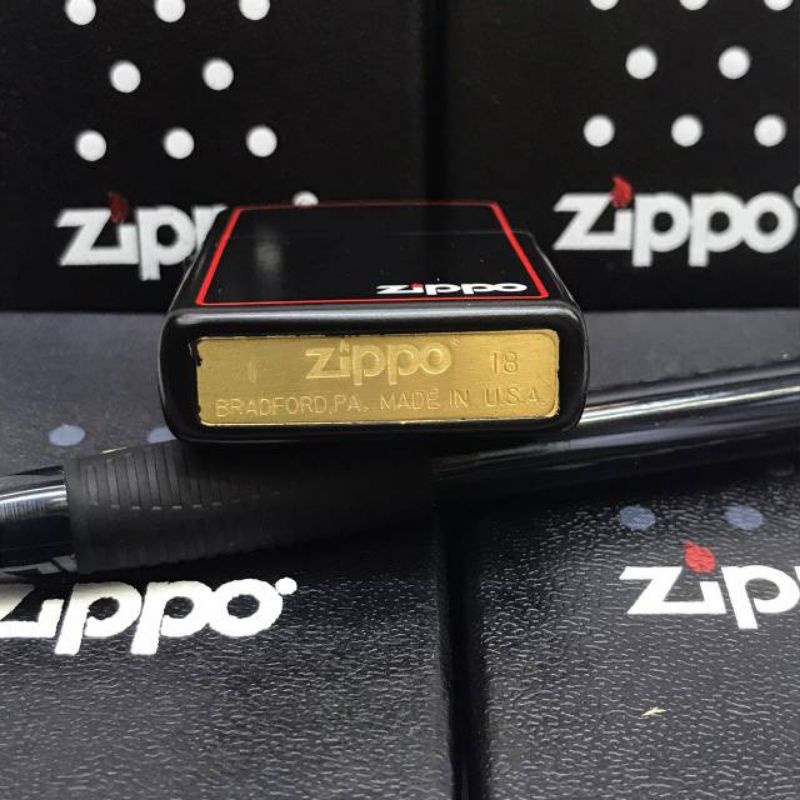 COD- jual murah korek api logo zippo hitam mate list merah grade ori