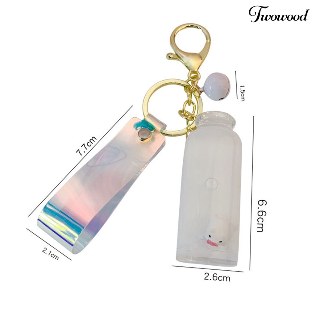 Twowood Gantungan Kunci Bentuk Botol Susu + Tali Lanyard Holografik