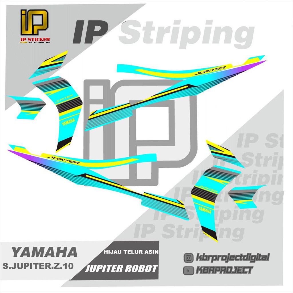 (cod) stiker motor – striping jupiter z1 robot - motor yamaha- motor - sticker variasi - Racing 10