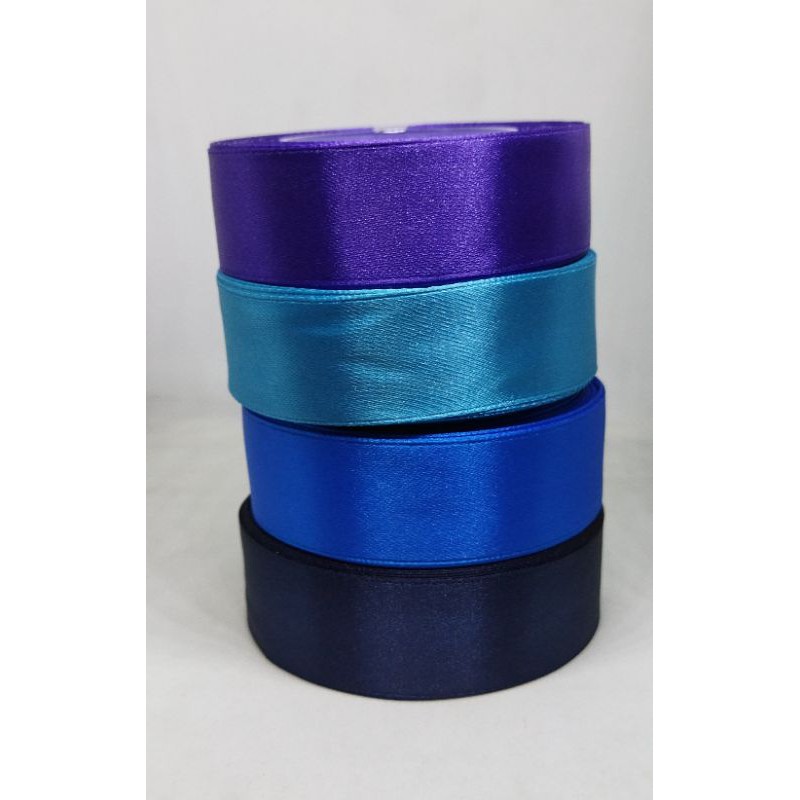 

Pita kain Satin lebar 2,5cm seri warna biru per roll