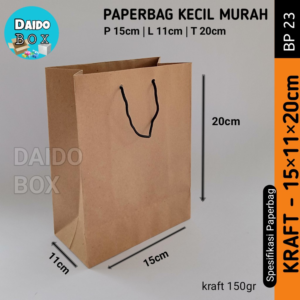 

ISI 12 BIJI Paper Bag Kecil Murah Bp23 | Tas Kertas Polos Ukuran 15x11x20 | Paperbag