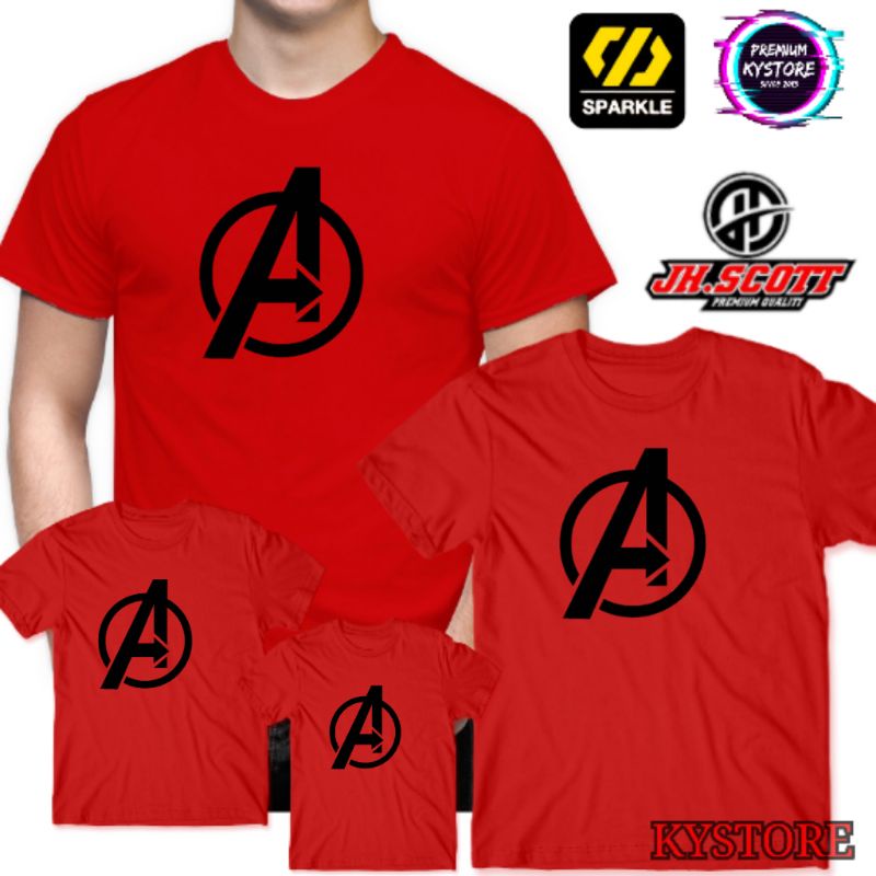 kaos anak dan dewasa motif avanger edisi family cotton combad 30s