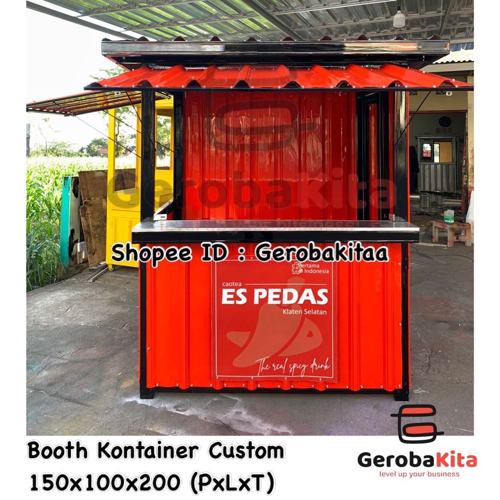 booth container murah/ gerobak kontainer/ booth kontainer dengan alas