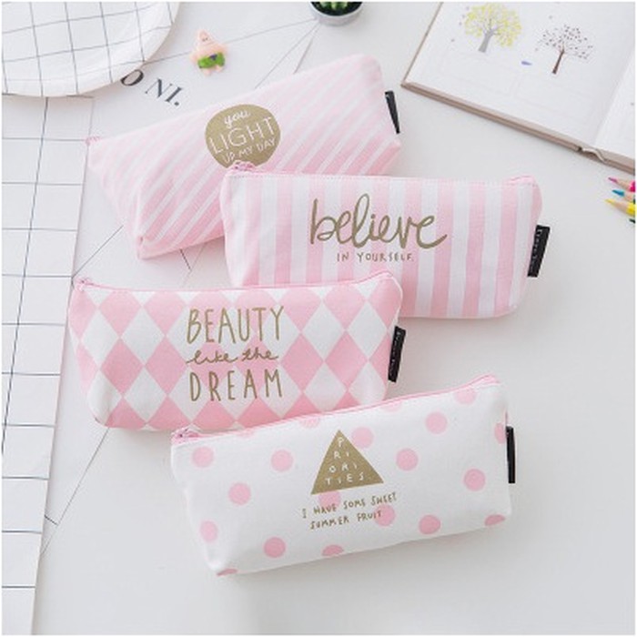 

Jual [PENCIL CASE] Korean Cute PINK DESIGN / Dompet Pensil Limited