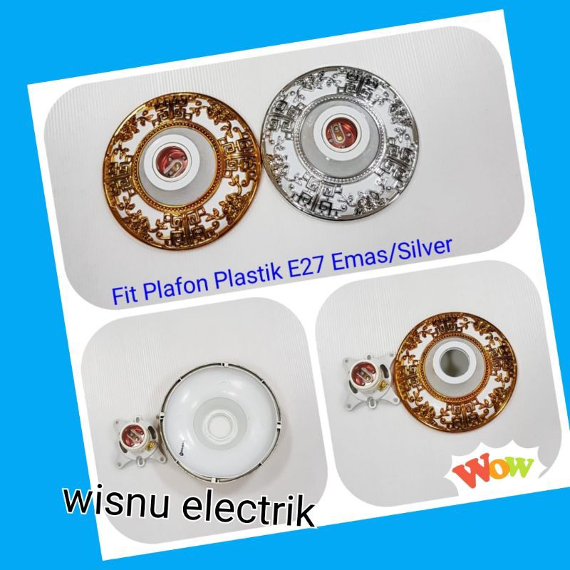 fiting plafon plastik/motif e27 philmax gold&silver
