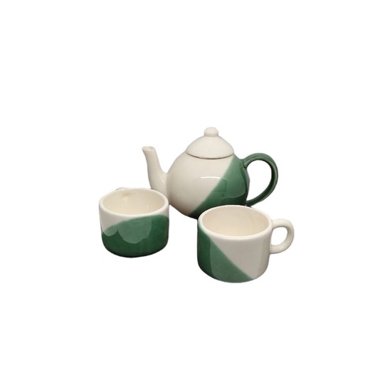 TEKO POCI SET CANGKIR KERAMIK KLAUDIA ESKAN & GELAS GAGANG KERAMIK TEKO POCI KERAMIK TWO TONE