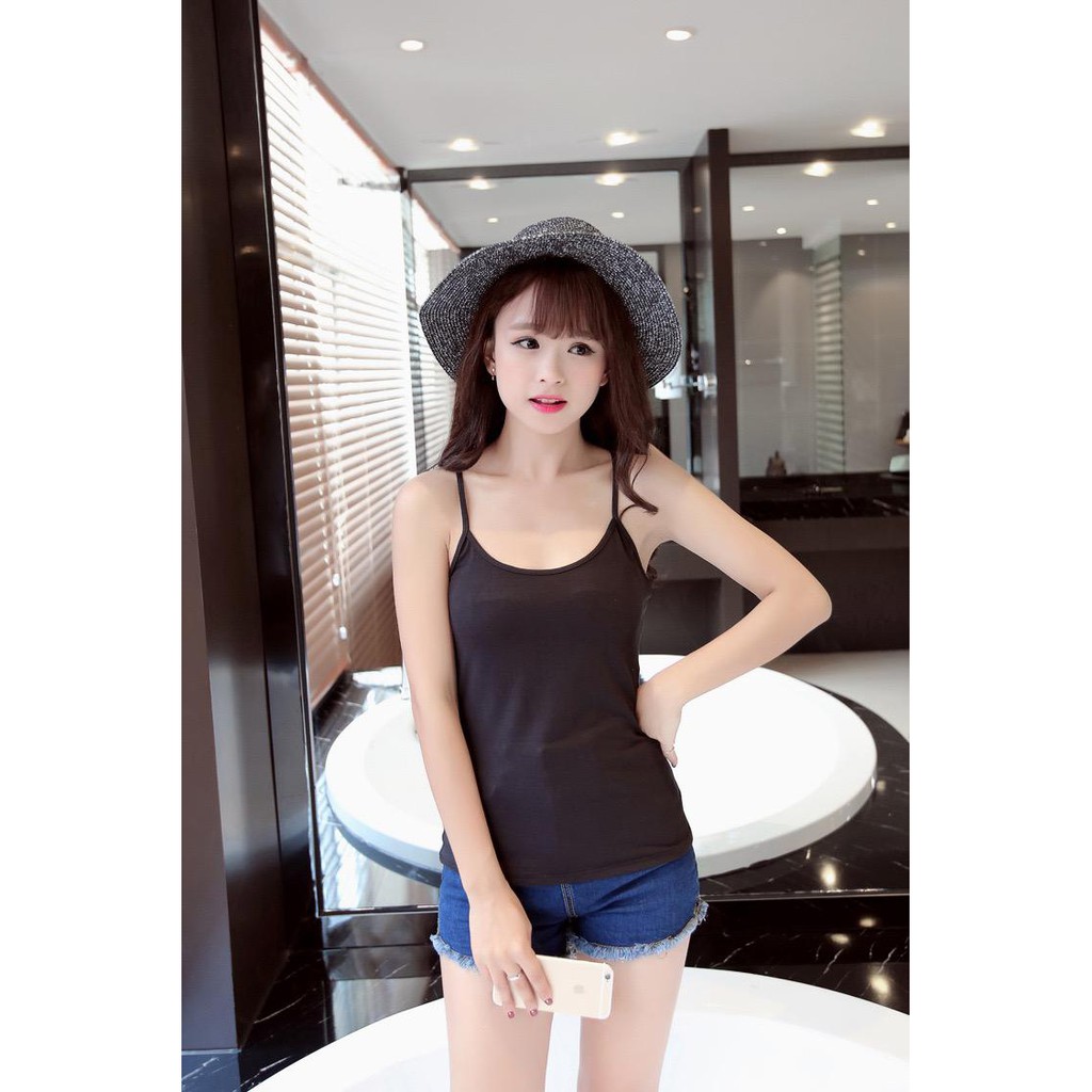 HUES.ID Tank Top Tali Wanita Polos Gaya Korea Import 4031