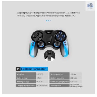 Gamepad ipega bluetooth wireless turbo for pc android ios tab ipad hp laptop ps 3 4 tv n-Switch blue elf pg-9090