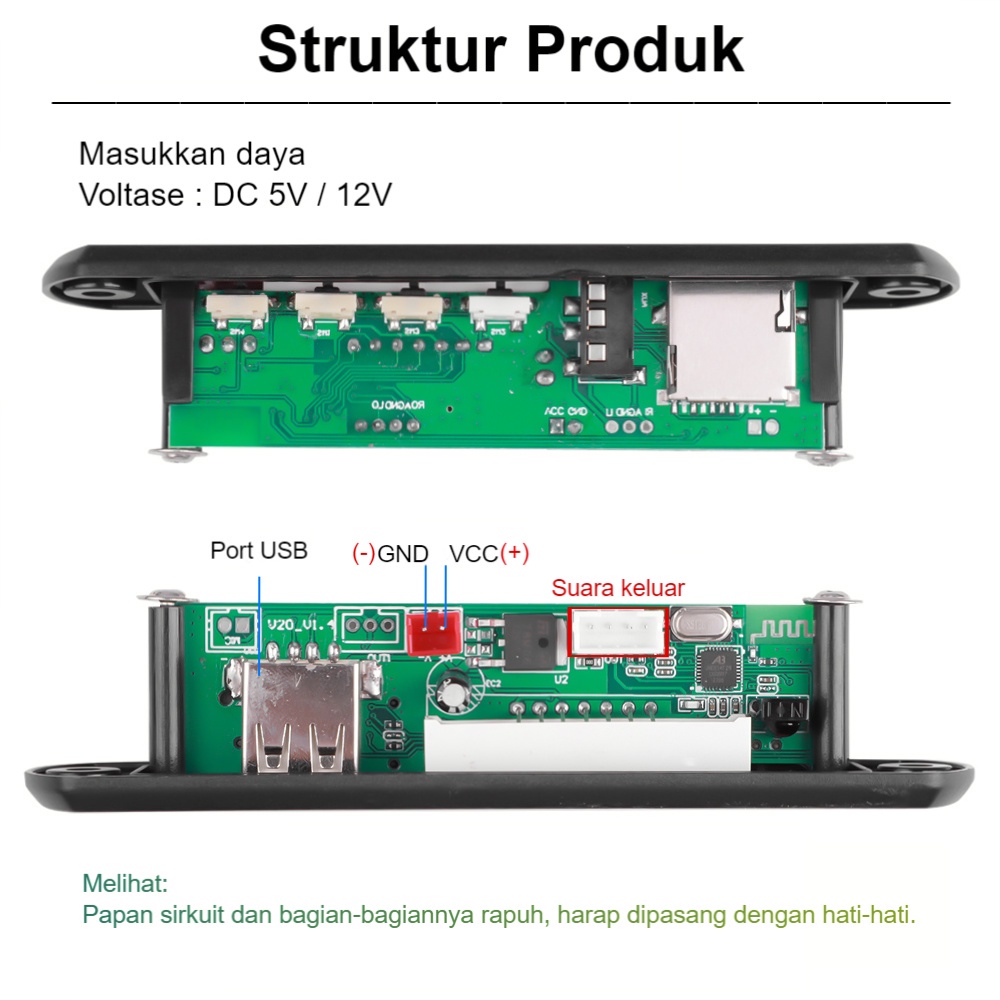 ITS 12V Multifungsi WMA Kit MP3 Decoder Board Termasuk Remote Control Pemutar musik Pemutar USB Input AUX Bluetooth 5.0 Radio FM Kartu memori TF