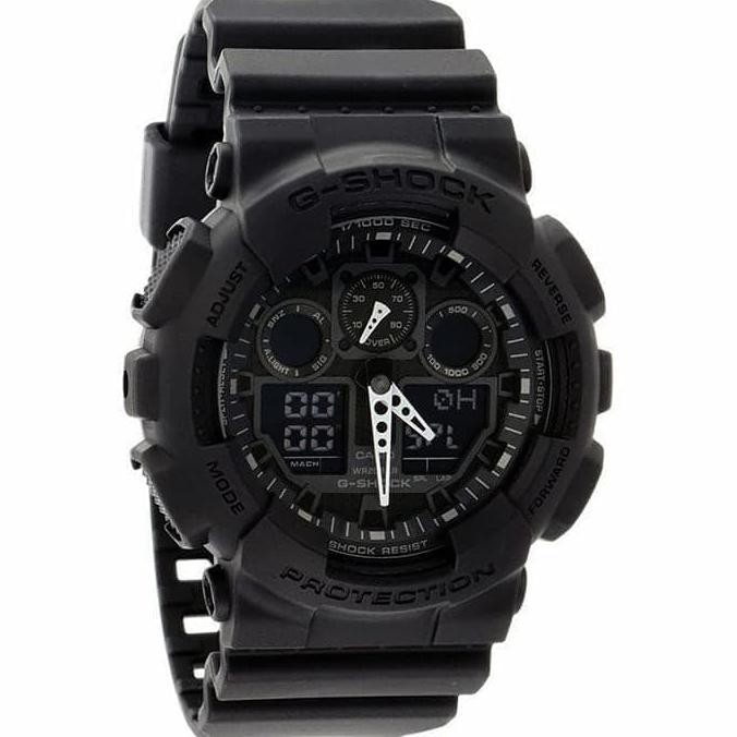 JAM TANGAN CASIO G SHOCK GA-100-1A1DR PRIA FULL BLACK ORIGINAL