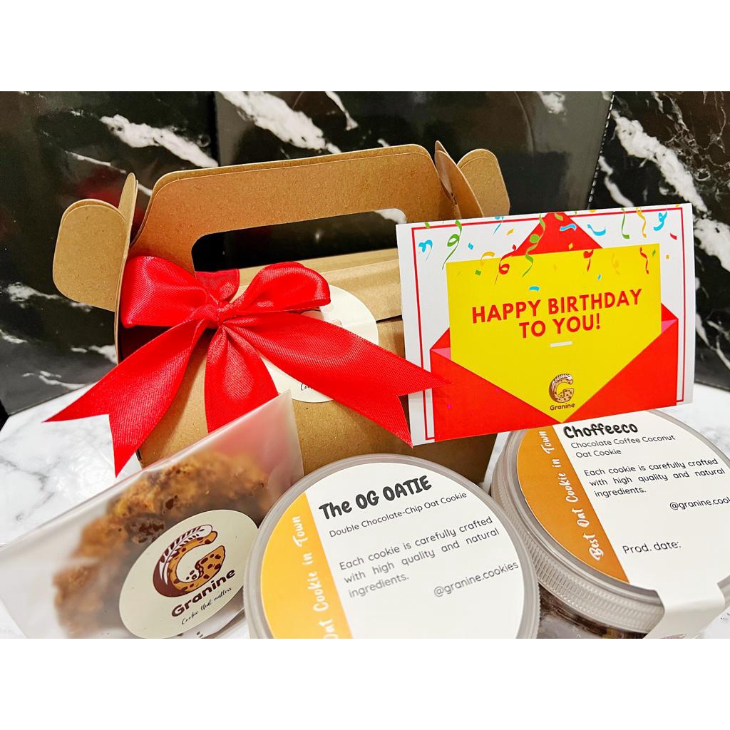 

Hampers Cookies Birthday Bundle Oat Cookies in Jar Granine Cookie - 2 Jar + Bundle Box + Greeting Card