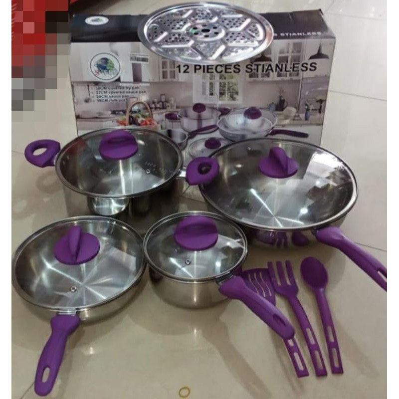 panci set stainless 12 pcs/cookware set 12