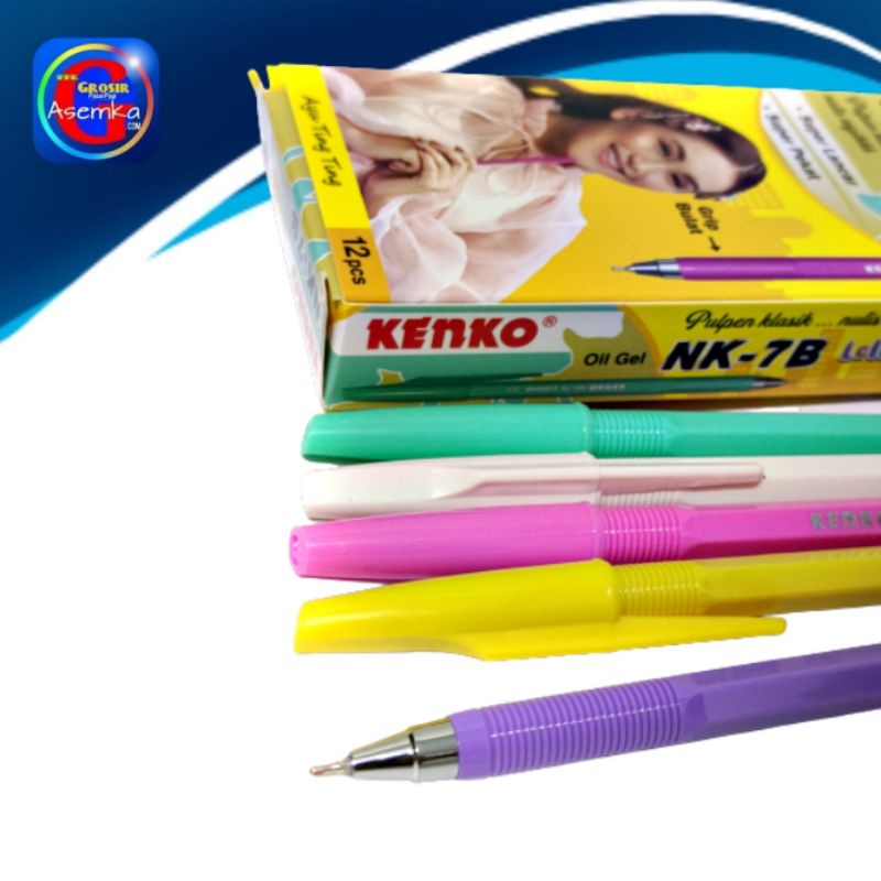 KENKO Pulpen NK-7B Oil Gel Super Lancar 12pcs