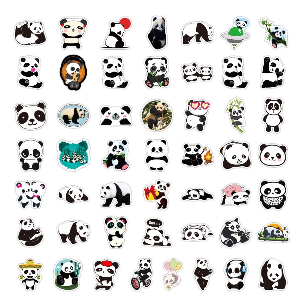 100 Pieces/Pack Cute Panda Design Waterproof Laptop Skateboard Decoration Stickers