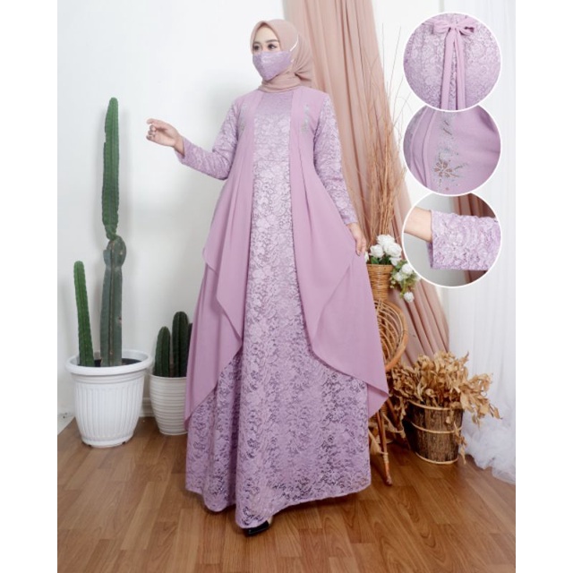 Gamis brukat seruty//gamis lebaran//gamis muslim//ganmis lebaran