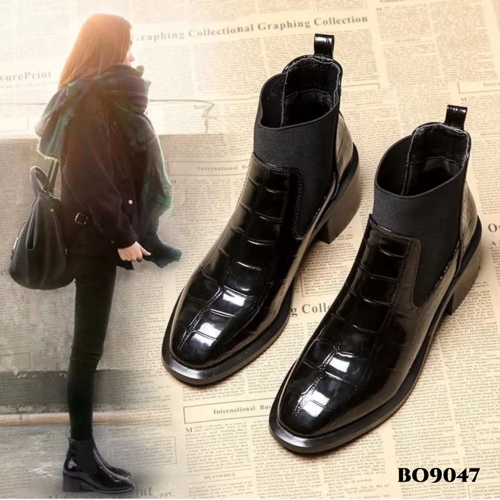 RESTOCK WYN SEPATU BOOTS FLAT KOREA BO9047