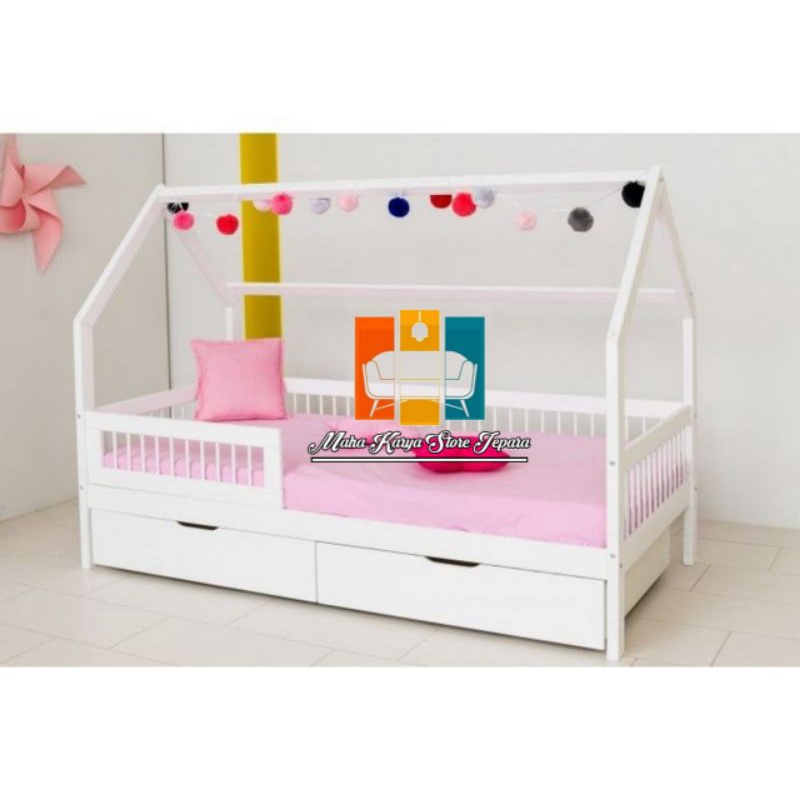 dipan anak minimalis laci duco pagar kecil2 bulat MKSJ