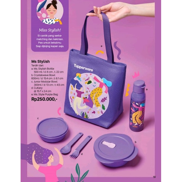 ms sporty dan ma stylish wadah bekal Tupperware