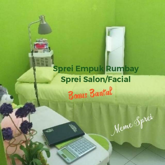 Sprei Salon Bonus Bantal | Sprei Isi Dakron EMPUK Rumbai Facial Salon Eyelash Bed Sheet