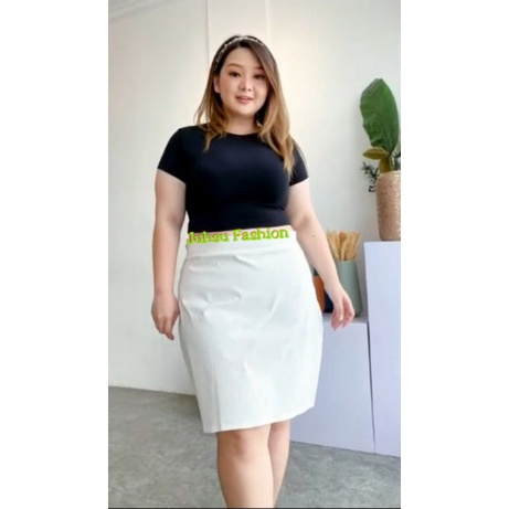 (BISA COD) Rok Span Pendek 3/4 Wanita Size Jumbo/Rok Kerja Wanita