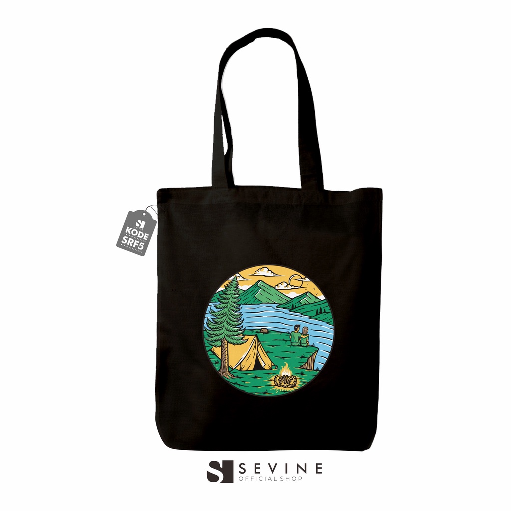 Sevine Totebag Tas Wanita Tote bag Resleting Girl Vintage Black Series Hitam - SRF5