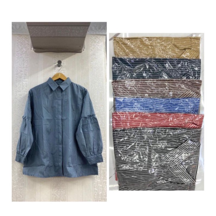 Kemeja Wanita Katun Motif Garis