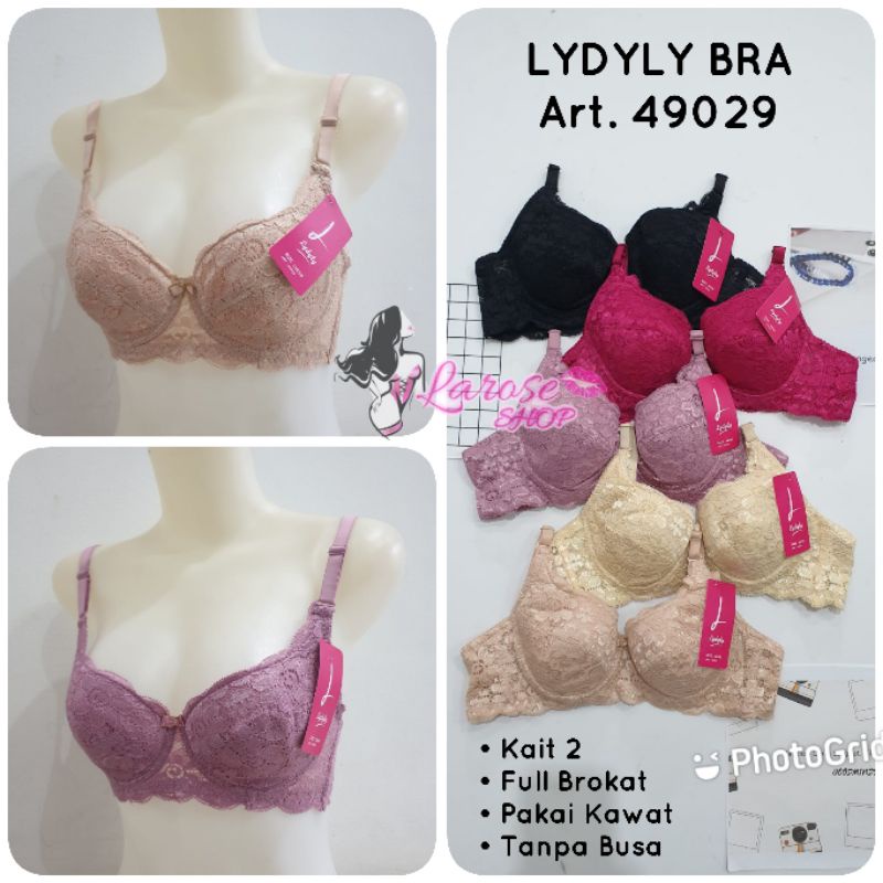 Bh Lydyly 49029 Full Brokat | Bra Lydyly Tanpa Busa Pakai Kawat Kait 2 | Bh Tanpa Busa