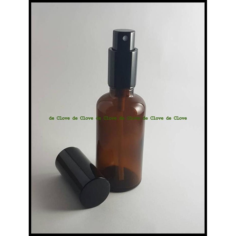 Spray Bottle Botol Semprot/Spray Kaca Amber Coklat 50 Ml Tutup Hitam