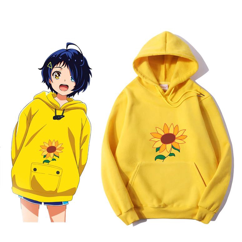 JAKET HOODIE ANAK Wonder Egg Priority Ai Kawaii  Sun Flower Pocket Same Paragraph  Anime Carton Cute
