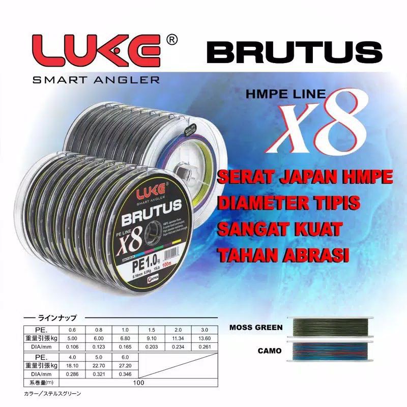 Benang PE LUKE BRUTUS X8 100 meter