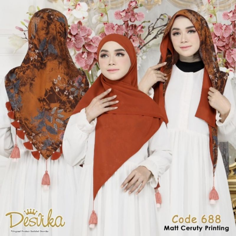 (ORIGINAL 100%) SEGITIGA MALAY BOLAK BALIK MOTIF DAN POLOS PREMIUM BY DESVIKA HIJAB || SEGITIGA INNE