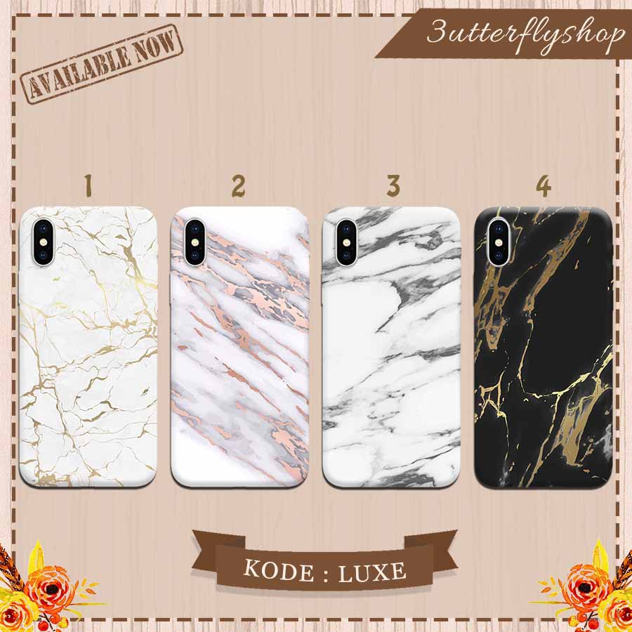 Lux marble white n black casing case Oppo Vivo Realme Redmi Xiaomi Samsung Iphone