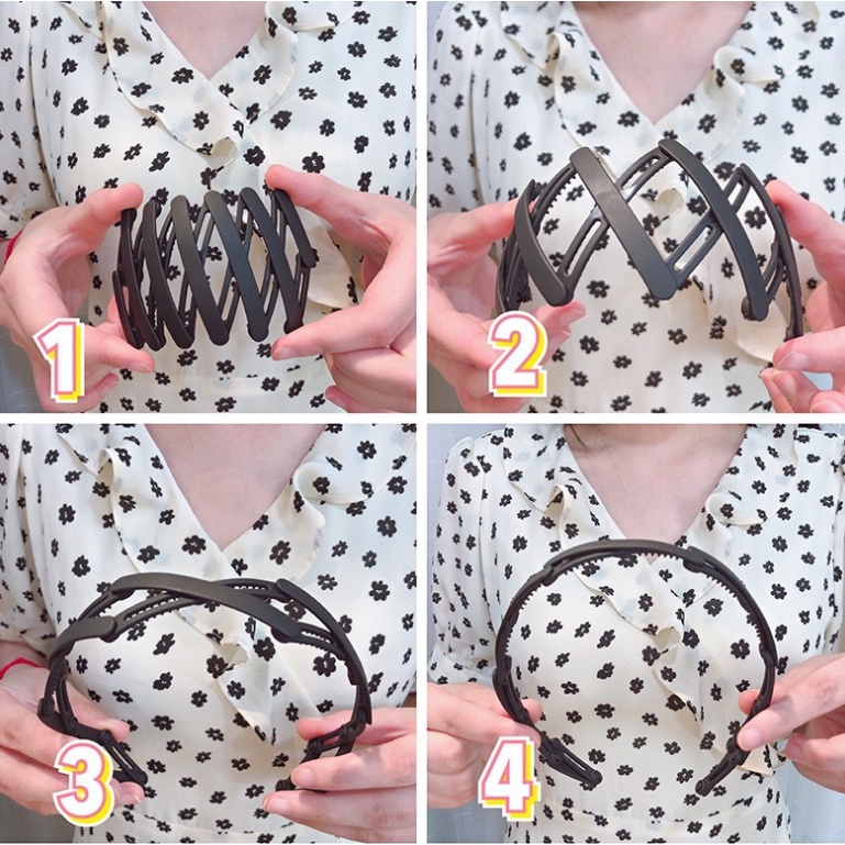 Retractable Headband Portable Folding Headband Summer Invisible Non-slip Headband for Women Fashion Hair Accessories